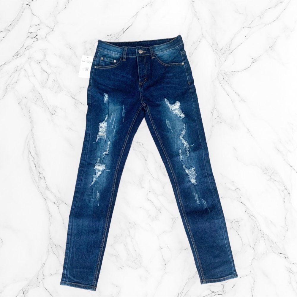 New Fashion Ripped Distress Jeans for Men Slim Fit